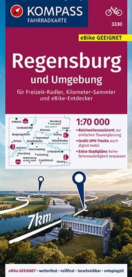 Abbildung von: KOMPASS Fahrradkarte 3330 Regensburg und Umgebung 1:70.000 - KOMPASS-Karten