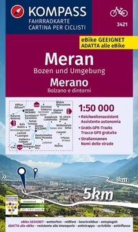 Abbildung von: KOMPASS Fahrradkarte 3421 Meran, Bozen und Umgebung 1:50.000 - KOMPASS-Karten