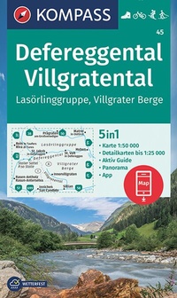 Abbildung von: KOMPASS Wanderkarte 45 Defereggental, Villgratental, Lasörlinggruppe, Villgrater Berge 1:50.000 - KOMPASS-Karten
