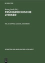 Cover: Sappho, Alkaios, Anakreon - De Gruyter