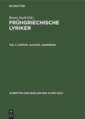 Cover: Sappho, Alkaios, Anakreon - De Gruyter