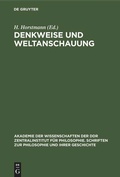 Cover: Denkweise und Weltanschauung - De Gruyter
