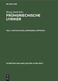 Cover: Archilochos, Semonides, Hipponax - De Gruyter