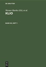 Cover: Klio. Band 60, Heft 1 - De Gruyter
