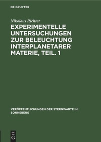 Abbildung von: Experimentelle Untersuchungen Zur Beleuchtung Interplanetarer Materie, Teil. 1 - Mercury Learning and Information