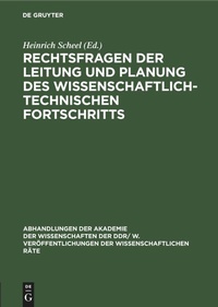 Abbildung von: Rechtsfragen Der Leitung Und Planung Des Wissenschaftlich-Technischen Fortschritts - Mercury Learning and Information