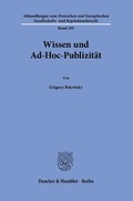 Cover: Wissen und Ad-Hoc-Publizit&auml;t. - Duncker & Humblot