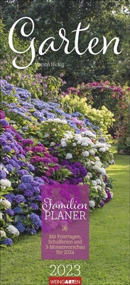 Bild vergrößern Bild: Garten Familienplaner 2023. Großer Foto-Terminkalender mit 5 Spalten für Familien. Schöner Familien-Wandkalender 2023 mit idyllischen Garten-Fotografien. 22x48 cm - Weingarten