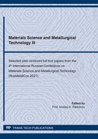 Abbildung von: Materials Science and Metallurgical Technology III - Trans Tech Publications Ltd