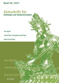 Cover: Zeitschrift f&uuml;r Indologie und S&uuml;dasienstudien - Buske, H