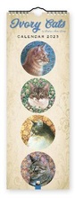 Cover: Ivory Cats - Gemalte Katzen - Slimline-Kalender 2023 - Flame Tree Publishing