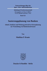Abbildung von: Sanierungsplanung von Banken. - Duncker & Humblot