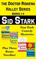 Cover: The Doctor Rowena Halley Series Books 1-4: Four Dark Comedy Mysteries (Doctor Rowena Halley Boxed Sets, #1) - Helia Press