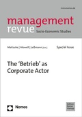 Cover: The 'Betrieb' as Corporate Actor - Nomos