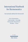 Cover: International Yearbook for Hermeneutics / Internationales Jahrbuch f&uuml;r Hermeneutik - Mohr Siebeck