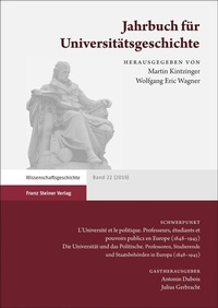 Abbildung von: Jahrbuch für Universitätsgeschichte 22 (2019) - Franz Steiner Verlag