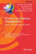 Cover: Privacy and Identity Management. Between Data Protection and Security - Springer