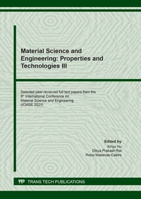 Enlarge image Cover: Material Science and Engineering: Properties and Technologies III - Trans Tech Publications Ltd