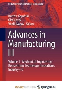 Enlarge image Cover: Advances in Manufacturing III - Springer