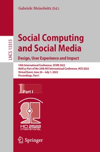 Enlarge image Cover: Social Computing and Social Media: Design, User Experience and Impact - Springer
