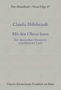 Cover: Mit den Ohren lesen - Vittorio Klostermann Verlag