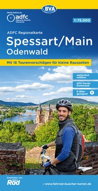Abbildung von: ADFC-Regionalkarte Spessart/Main/Odenwald, 1:75.000, mit Tagestourenvorschlägen, reiß- und wetterfest, E-Bike-geeignet, GPS-Tracks Download - BVA BikeMedia