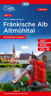 Abbildung von: ADFC-Radtourenkarte 22 Fränkische Alb Altmühltal 1:150.000, reiß- und wetterfest, E-Bike geeignet, GPS-Tracks Download, mit Bett+Bike Symbolen, mit Kilometer-Angaben - BVA BikeMedia