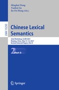 Cover: Chinese Lexical Semantics - Springer