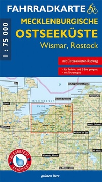 Abbildung von: Fahrradkarte Mecklenburgische Ostseeküste Wismar, Rostock - grünes herz