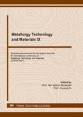 Cover: Metallurgy Technology and Materials IX - Trans Tech Publications Ltd