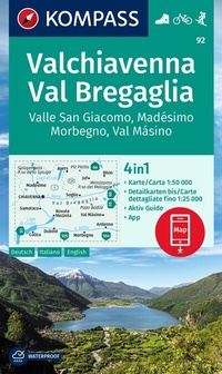 Abbildung von: KOMPASS Wanderkarte 92 Chiavenna/Val Bregaglia 1:50.000 - KOMPASS-Karten