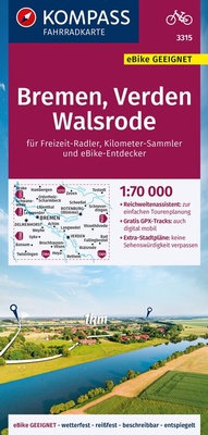 Abbildung von: KOMPASS Fahrradkarte 3315 Bremen, Verden, Walsrode 1:70.000 - KOMPASS-Karten