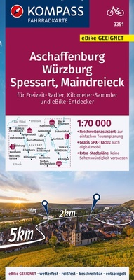 Abbildung von: KOMPASS Fahrradkarte 3351 Aschaffenburg, Würzburg, Spessart, Maindreieck 1:70.000 - KOMPASS-Karten