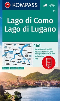 Abbildung von: KOMPASS Wanderkarte 91 Lago di Como, Lago di Lugano 1:50.000 - KOMPASS-Karten