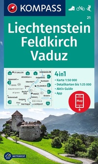 Abbildung von: KOMPASS Wanderkarte 21 Liechtenstein, Feldkirch, Vaduz 1:50.000 - KOMPASS-Karten