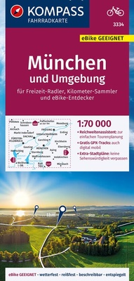 Abbildung von: KOMPASS Fahrradkarte 3334 München und Umgebung 1:70.000 - KOMPASS-Karten