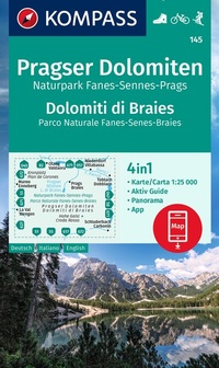 Abbildung von: KOMPASS Wanderkarte 145 Pragser Dolomiten, Naturpark Fanes-Sennes-Prags, Dolomiti di Braies, Parco Naturale Fanes-Senes-Braies 1:25.000 - KOMPASS-Karten