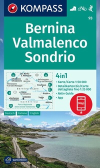 Abbildung von: KOMPASS Wanderkarte 93 Bernina, Valmalenco, Sondrio 1:50.000 - KOMPASS-Karten