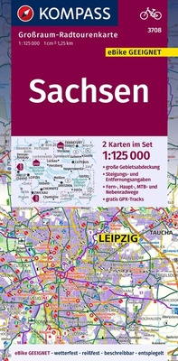 Abbildung von: KOMPASS Großraum-Radtourenkarte 3708 Sachsen, 1:125.000 - KOMPASS-Karten