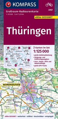 Abbildung von: KOMPASS Großraum-Radtourenkarte 3707 Thüringen, 1:125.000 - KOMPASS-Karten