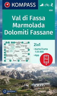 Abbildung von: KOMPASS Wanderkarte 650 Val di Fassa, Marmolada, Dolomiti Fassane, 1:25.000 - KOMPASS-Karten
