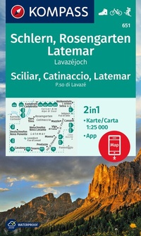 Abbildung von: KOMPASS Wanderkarte 651 Schlern, Rosengarten, Latemar, Lavazejoch / Sciliar, Catinaccio, Latemar, Passo di Lavaze 1:25.000 - KOMPASS-Karten