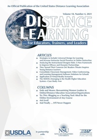 Enlarge image Cover: Distance Learning Vol 18 Issue 4 - Information Age Publishing