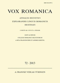 Abbildung von: Vox Romanica 72 (2013) - Narr Francke Attempto