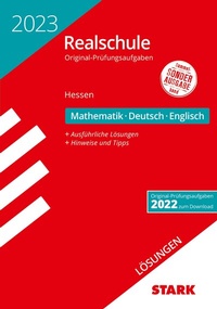 Abbildung von: STARK Lösungen zu Original-Prüfungen Realschule 2023 - Mathematik, Deutsch, Englisch - Hessen - Stark Verlag