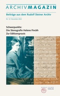 Cover: ARCHIVMAGAZIN. Beitr&auml;ge aus dem Rudolf Steiner Archiv - Rudolf Steiner Verlag