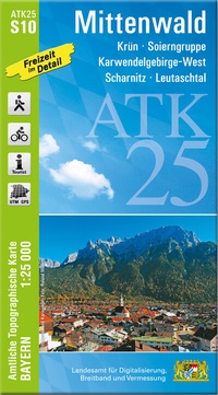 Abbildung von: ATK25-S10 Mittenwald (Amtliche Topographische Karte 1:25000) - Landesamt für Digitalisierung, Breitband und Vermessung, Bayern