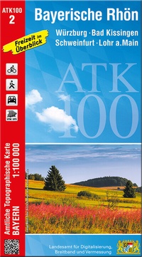 Abbildung von: ATK100-2 Bayerische Rhön (Amtliche Topographische Karte 1:100000) - Landesamt für Digitalisierung, Breitband und Vermessung, Bayern