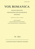 Cover: Vox Romanica 70 (2011) - Narr Francke Attempto