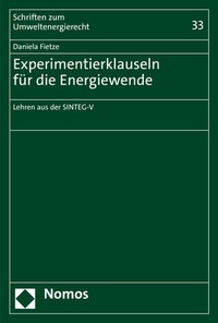 Abbildung von: Experimentierklauseln für die Energiewende - Nomos